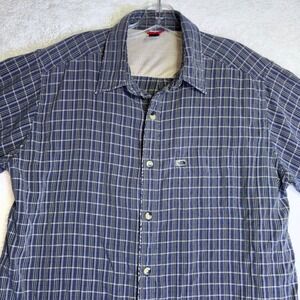 The North Face Mens Blue Plaid Short Sleeve Button Up Shirt AC045022 Large